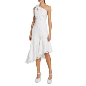 NWT Monique Lhuillier One-Shoulder Floral Jacquard Midi-Dress - size 4